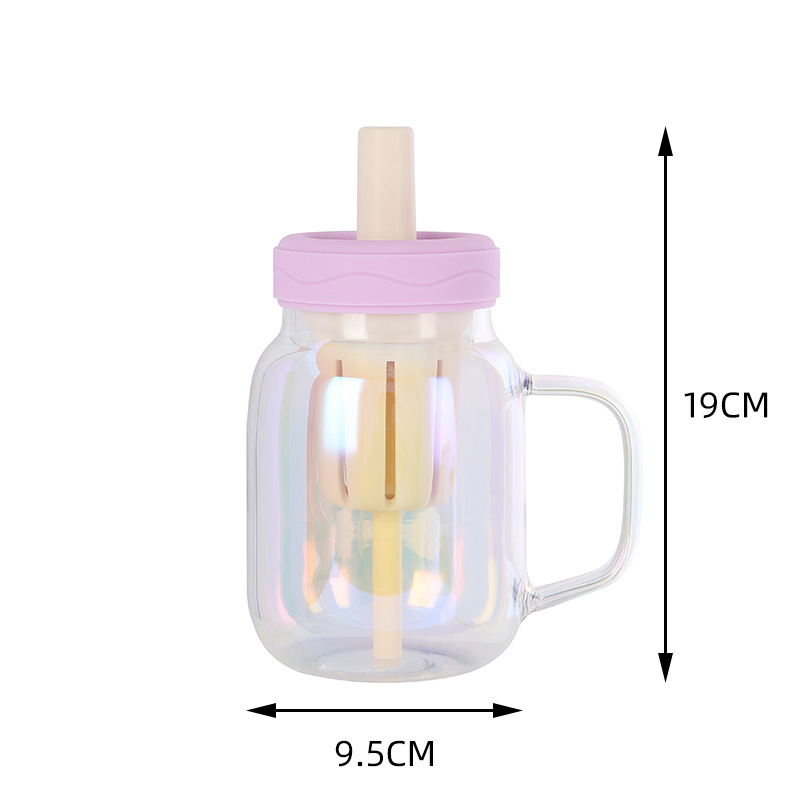 Dopamine High-Borosilicate ແກ້ວ Tumbler ກັບເຟືອງ